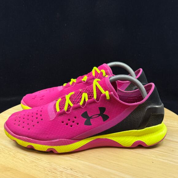 Under Armour Women's Speedform Apollo Pink/Green Running Sneakers Size 10 - Picture 7 of 10